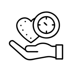 volunteer hours icon, volunteer hours line art - simple line art of volunteer hours, perfect for volunteer hours logos and icons