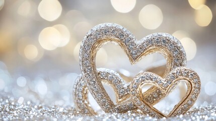 Intertwined Glittering Hearts Romantic Valentine's Day Design