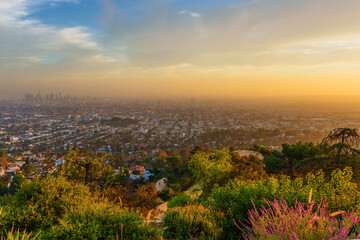 Vibrant Sunset Over Los Angeles from Mount Hollywood