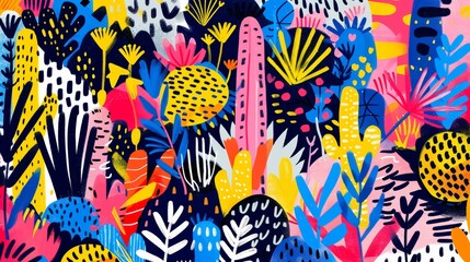 Vibrant abstract jungle, plants, colorful, nature, background
