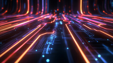 Futuristic abstract background with glowing neon lines