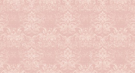 Vintage floral wallpaper design with intricate lace-inspired patterns in muted pink and ivory tones