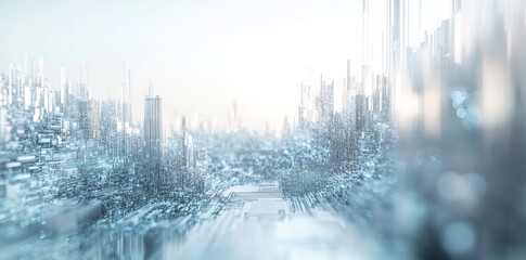 Futuristic cityscape with abstract technology elements