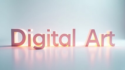 Typography artwork featuring digital art text illuminated against a soft background