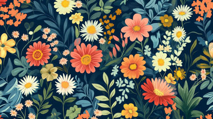  retro floral background with flowers. Element for design vintage wallpaper. 
