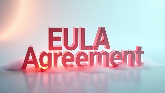 EULA agreement depicted in photorealistic typography with soft background lighting
