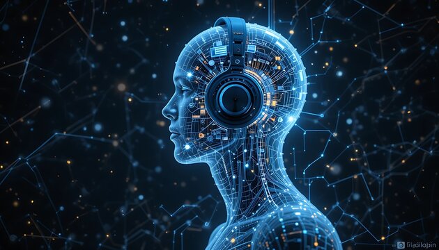 "Humanoid Robot and Technological Advancements in Futuristic Setting"