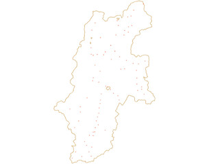 長野県　地図　白　斑点　イラスト