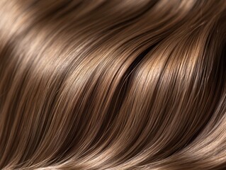 Fototapeta premium Luxurious flowing brown hair with subtle highlights creating a smooth and silky texture for beauty product promotion