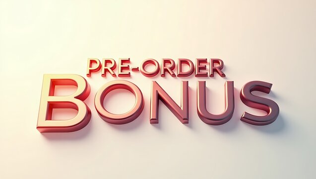 Promotional announcement showcasing pre-order bonus with bold typography