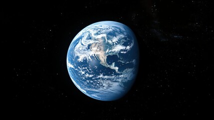 Fototapeta premium A Stunning View of Earth from Space: A Vibrant Blue Planet Surrounded by Stars, Showcasing Diverse Oceans, Landmasses, and Atmospheric Details