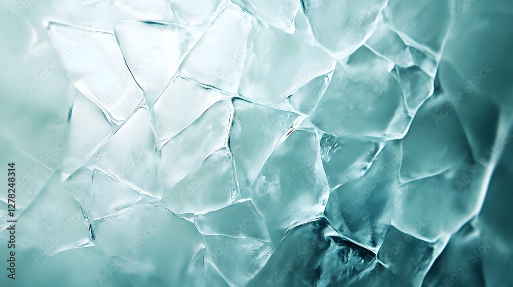 Aufkleber shattered ice crystals forming a mesmerizing abstract pattern of elegant geometric shapes in cool ic