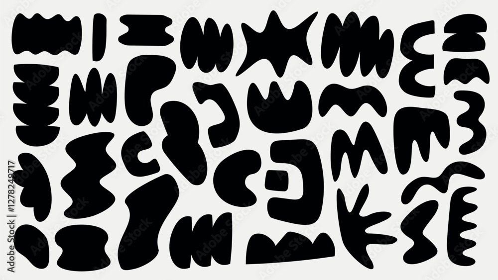 Poster abstract black shape. various abstract forms, abstract patterns, and abstract designs create a dynam
