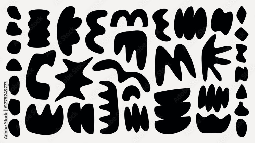 Poster abstract black shape. various abstract forms, abstract patterns, and abstract designs create a dynam