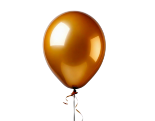 Vibrant floating helium balloon with a glossy surface and delicate ribbon, isolated on a white background with studio professional lighting, showcasing its smooth texture and festive charm in HD, real