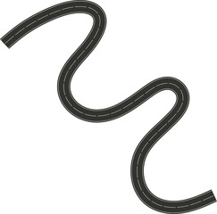 Highway asphalt road curve white markings. Design element