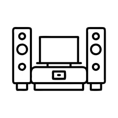 home theater system icon, home theater system line art - simple line art of home theater system, perfect for home theater system logos and icons