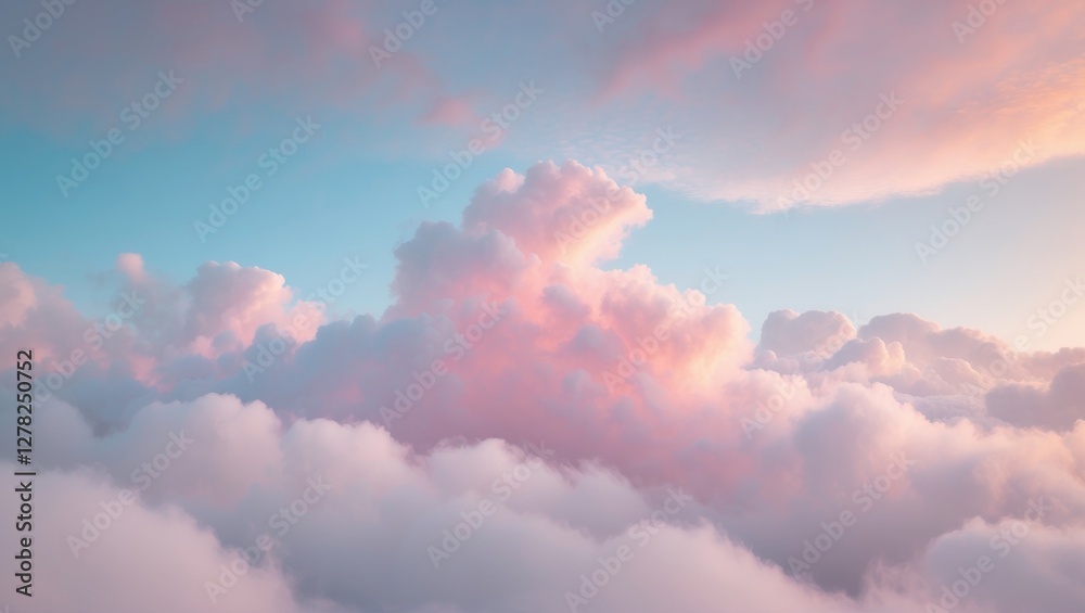 Poster pastel dreamy clouds background with soft hues and empty space for text or design use