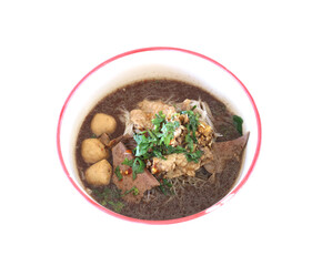 Boat noodles with a delicious and spicy flavor