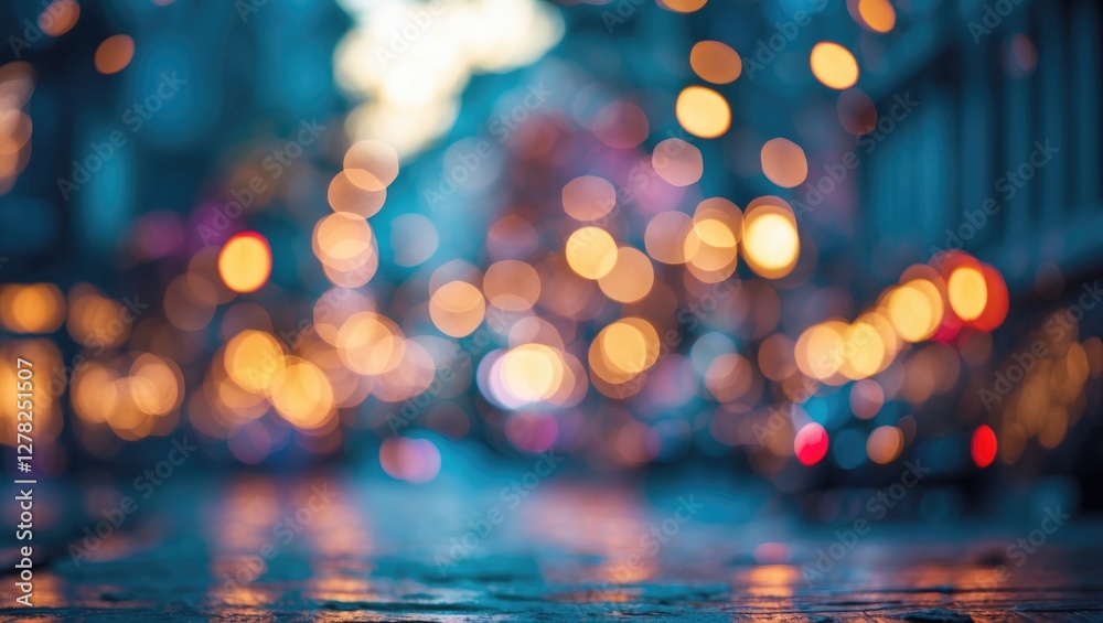 Poster abstract bokeh lights creating a dreamy background with soft focus and space for text overlay in a c