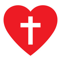 Obraz premium Christian cross in heart, Jesus Christ vector illustration.