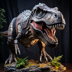 Fototapeta premium Tyrannosaurus Rex Figure with a Dramatic Pose
