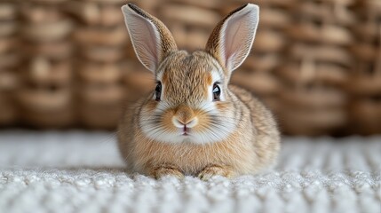 Obraz premium Adorable rabbit in close-up, centered on white background, symbolizing purity and innocence.