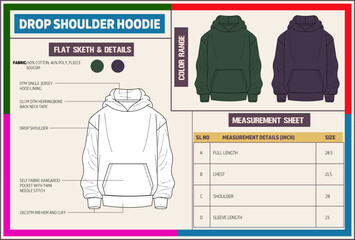 Men's Terry Fleece Oversized Drop Shoulder Hoodie Technical Tech Pack. © MdAbir