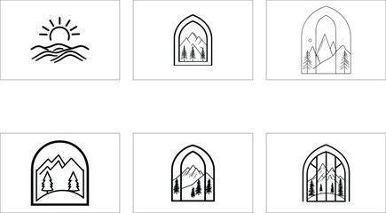 Rustic Camping Silhouette Design Set
