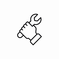 hand wrench repair tool icon vector sign