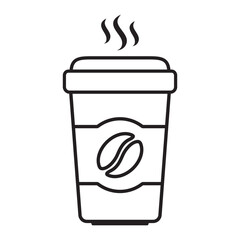 Paper coffee cup icon. Coffee cup icon in line style.