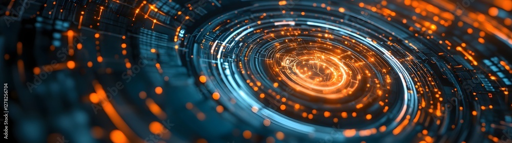 Poster Swirling abstract visualization of cosmic energy with dynamic digital particles intricate glowing patterns and a futuristic ethereal atmosphere  A mesmerizing display of energy technology