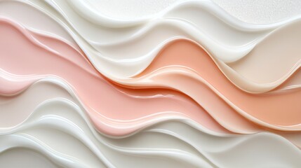 Obraz premium Smooth cream colored cosmetic product texture with delicate waves