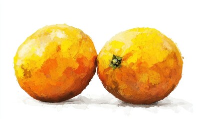 Fototapeta premium Two ripe oranges resting close together on a light background, showcasing their vibrant color and texture