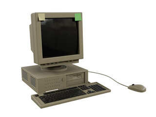 vintage computer isolated on white