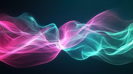 Obraz premium Abstract Pink and Teal Wave Flowing Design