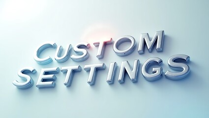 Stylized text showcasing Custom Settings is set against a smooth surface