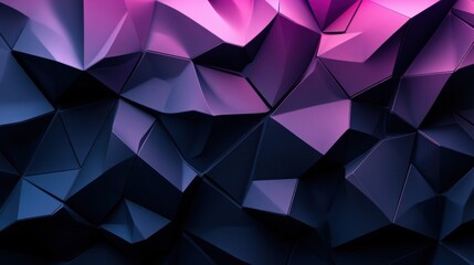 Fototapeta premium Abstract geometric polygonal background with dynamic pink and blue gradient lighting creating a modern and futuristic visual