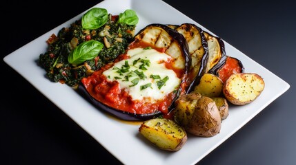 Grilled Eggplant Parmesan with Roasted Potatoes - A Culinary Delight