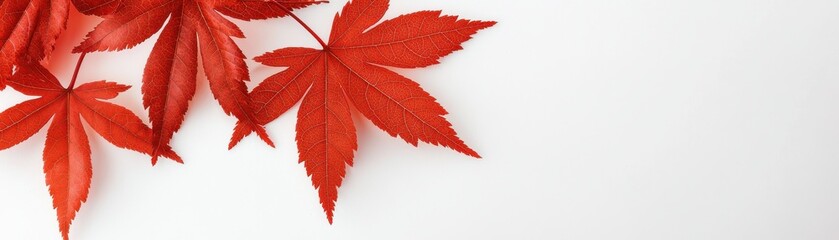 Vibrant Red Maple Leaves on a Clean Background for Seasonal and Natural Design Concepts