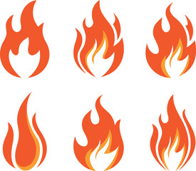 Fire flames icons collection. Vector