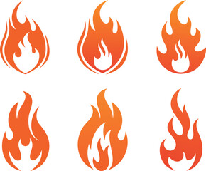 Fire flames icons collection. Vector