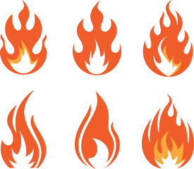 Fire flames icons collection. Vector