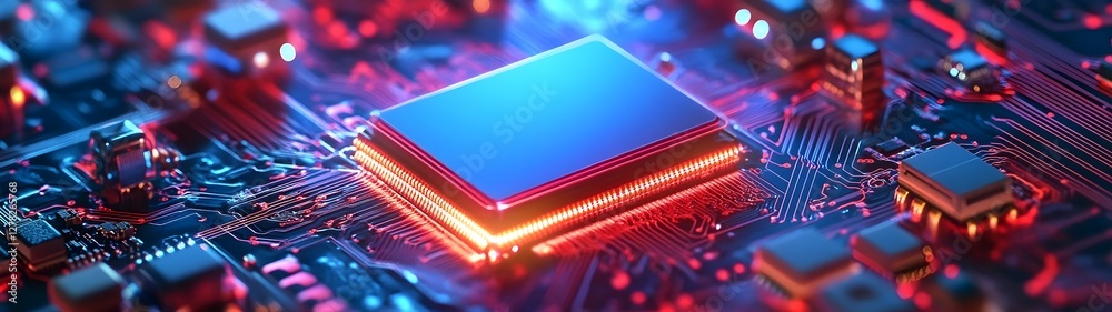 Aufkleber vibrant microchip circuit board radiating futuristic technology and innovation high tech electronic 