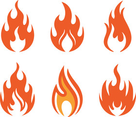 Fire flames icons collection. Vector