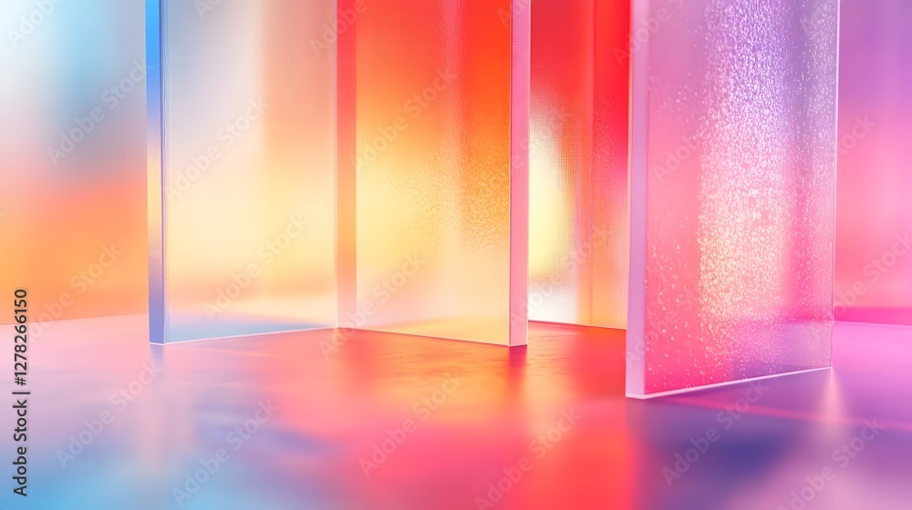 Leinwandbilder Vibrant neon like gradient colors reflecting and refracting through a prism like geometric pattern creating a mesmerizing and futuristic abstract background