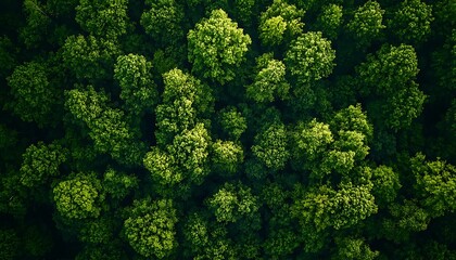 Naklejka premium Aerial view lush green forest canopy (3)