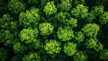 Naklejka premium Aerial view lush green forest canopy (2)