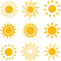 Sun icons collection. Vector illustration