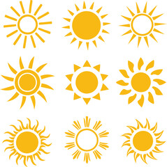 Sun icons collection. Vector illustration